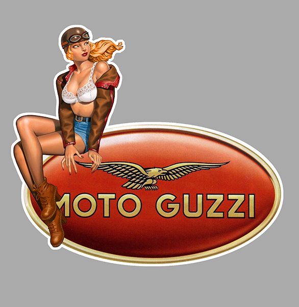 Sticker PINUP MOTO GUZZI  : Couleur Course