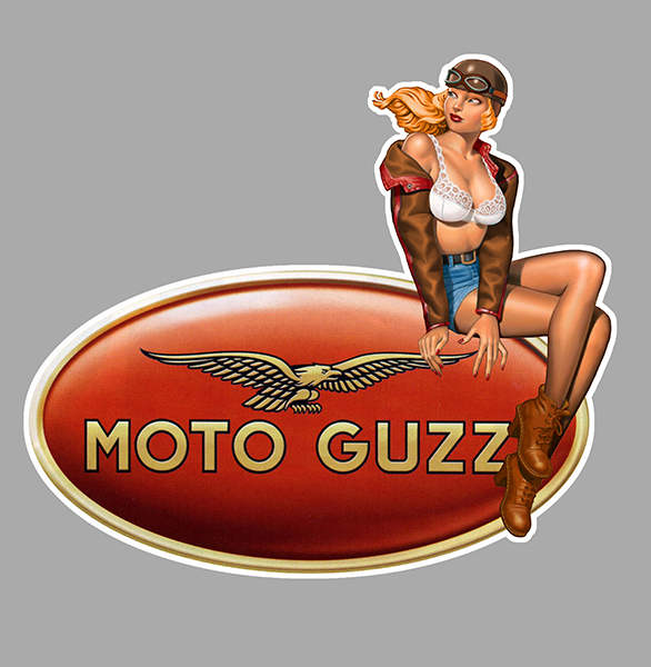 Sticker PINUP MOTO GUZZI  : Couleur Course