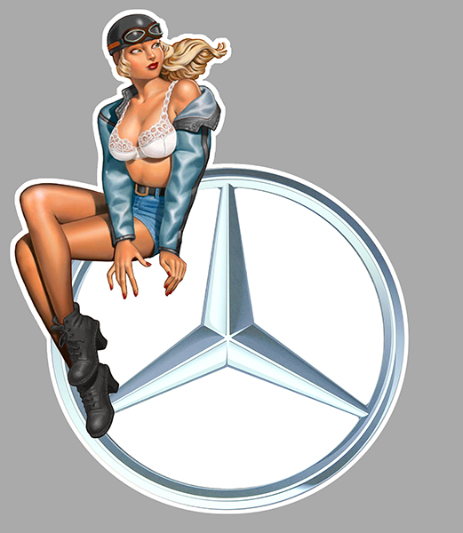 Sticker  PINUP MERCEDES : Couleur Course