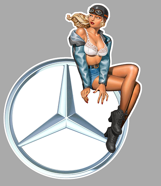 Sticker  PINUP MERCEDES : Couleur Course