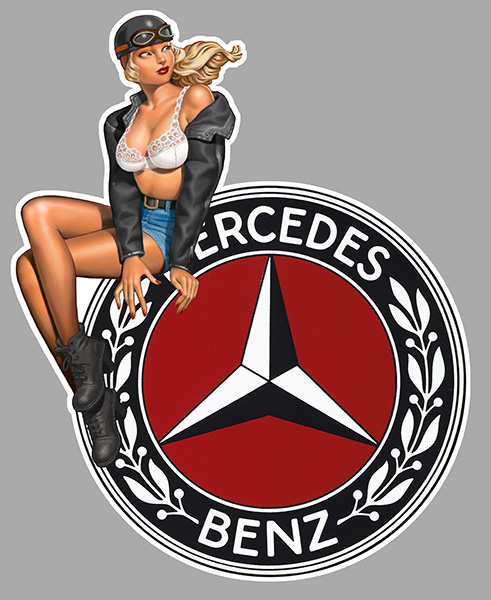 Sticker  PINUP MERCEDES : Couleur Course