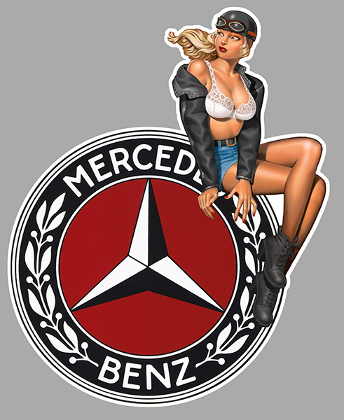 Sticker  PINUP MERCEDES : Couleur Course