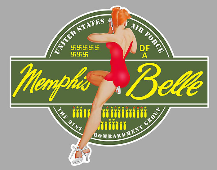 Sticker B17 FLYING FORTRESS MEMPHIS BELLE : Couleur Course