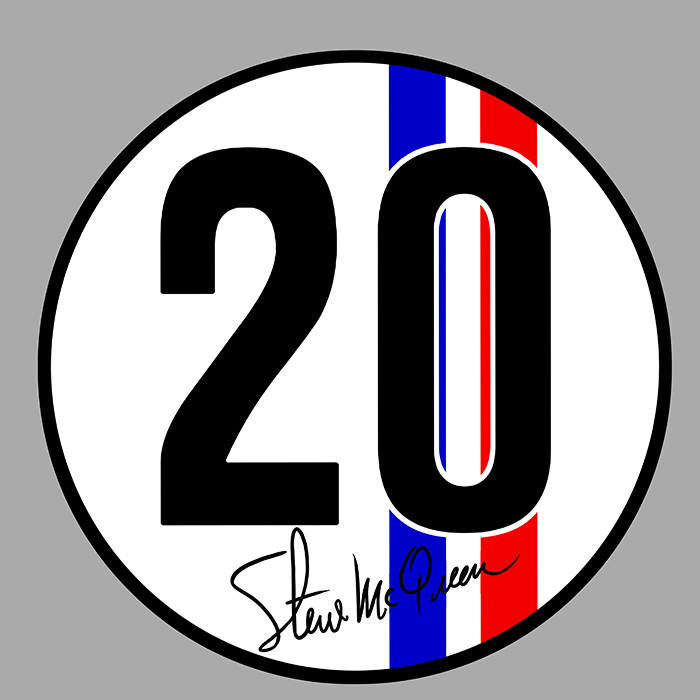 Sticker STEVE MCQUEEN #20 : Couleur Course