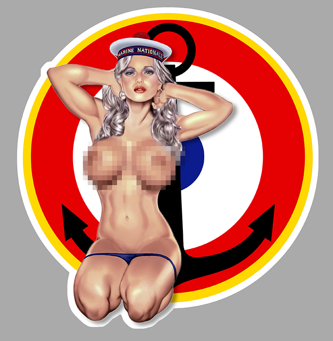 Sticker PINUP MARINE NATIONALE  : Couleur Course