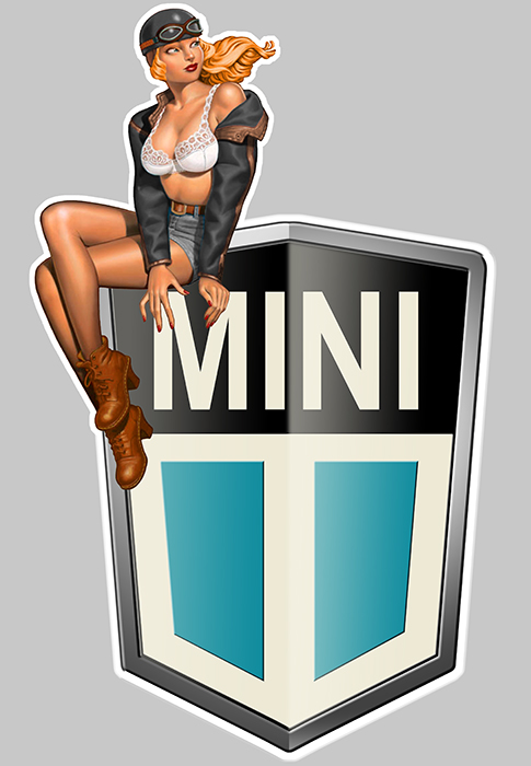 Sticker MINI AUSTIN COOPER PINUP : Couleur Course