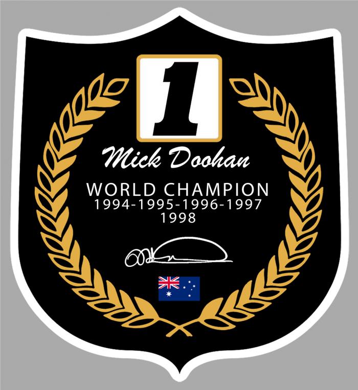 Sticker MICK DOOHAN WORLD CHAMPION : Couleur Course