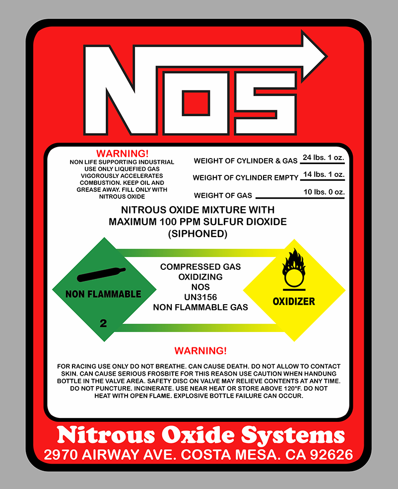 Sticker NOS NITROUS NA043 : Couleur Course