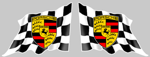 Sticker 2 X PORSCHE DRAPEAUX : Couleur Course