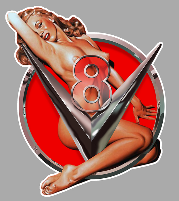 Sticker PINUP V8 USA : Couleur Course