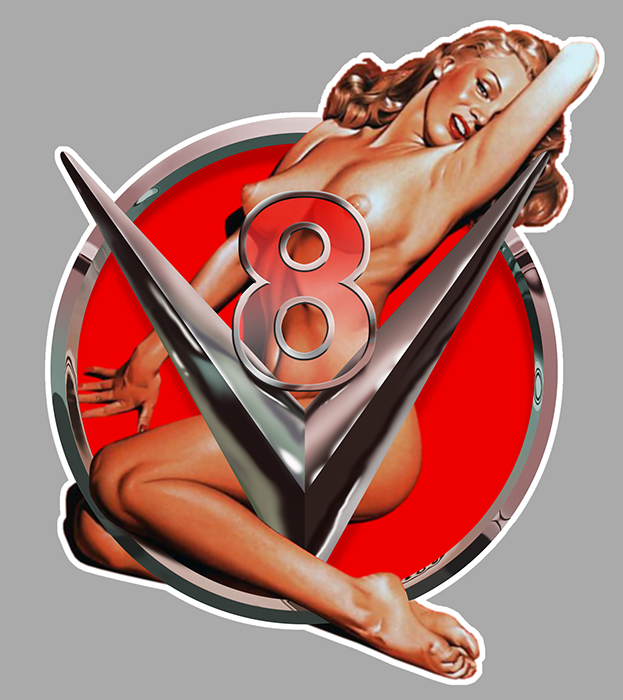 Sticker PINUP V8 USA : Couleur Course