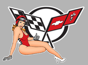 Sticker PINUP CORVETTE  : Couleur Course