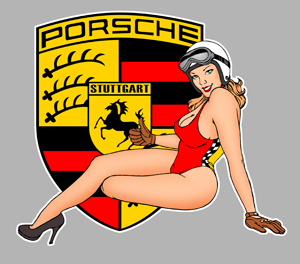 Sticker PINUP PORSCHE PA247 : Couleur Course