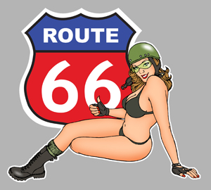 Sticker PINUP ROUTE 66 PA253 : Couleur Course