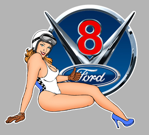 Sticker PINUP V8 FORD PA280 : Couleur Course