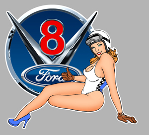Sticker PINUP V8 FORD PA281 : Couleur Course