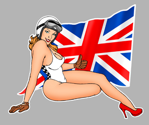 Sticker PINUP DRAPEAU ANGLAIS PA313 : Couleur Course