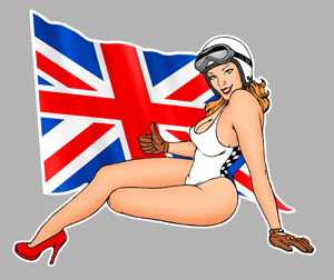 Sticker PINUP DRAPEAU ANGLAIS PA314 : Couleur Course