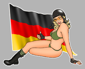 Sticker PINUP DRAPEAU ALLEMAND PA316 : Couleur Course