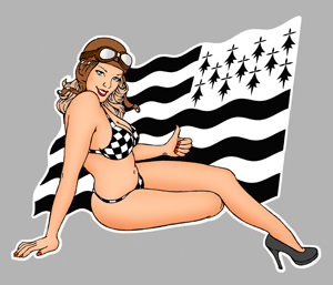 Sticker PINUP DRAPEAU BRETAGNE PA319 : Couleur Course