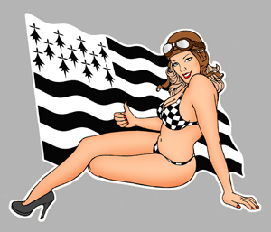 Sticker PINUP DRAPEAU BRETAGNE PA320 : Couleur Course