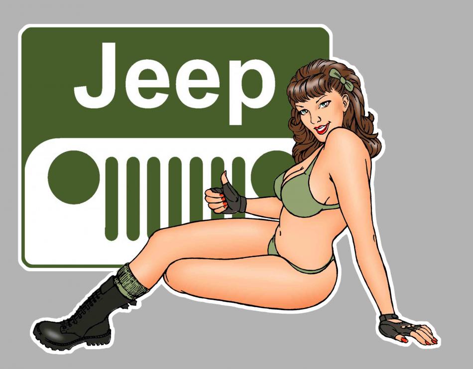 Sticker PINUP JEEP PA343 : Couleur Course