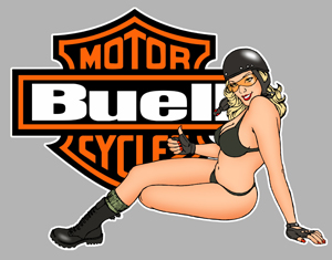 Sticker PINUP BUELL HARLEY DAVIDSON : Couleur Course