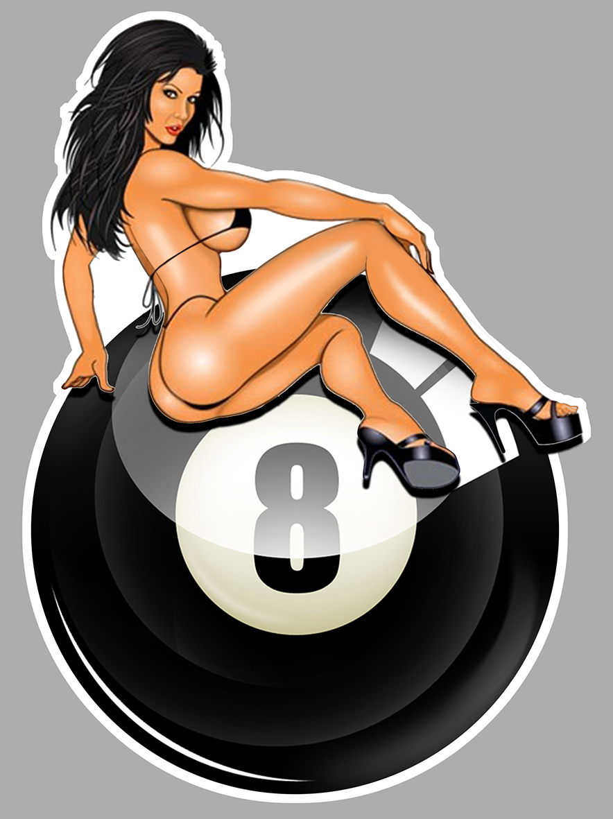 Sticker PINUP BILLARD BOULE 8 PC001 : Couleur Course