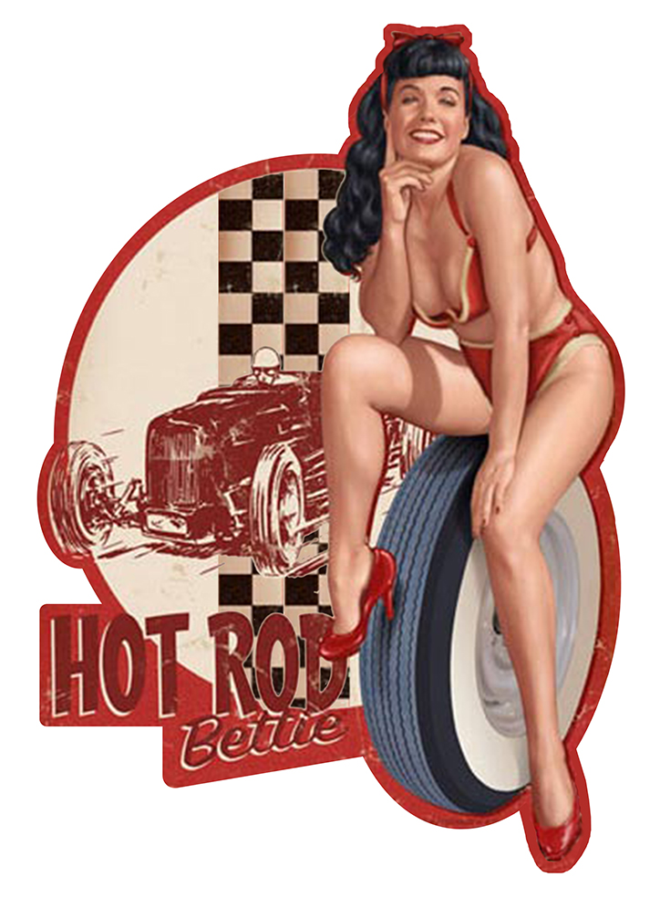 Sticker PINUP HOT ROD BETTIE PC031 : Couleur Course