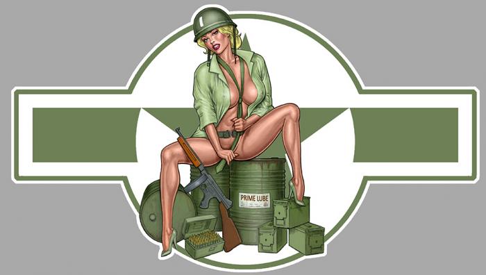 Sticker PINUP ARMY MARINES : Couleur Course