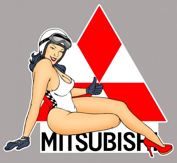 Sticker  PINUP MITSUBISHI : Couleur Course