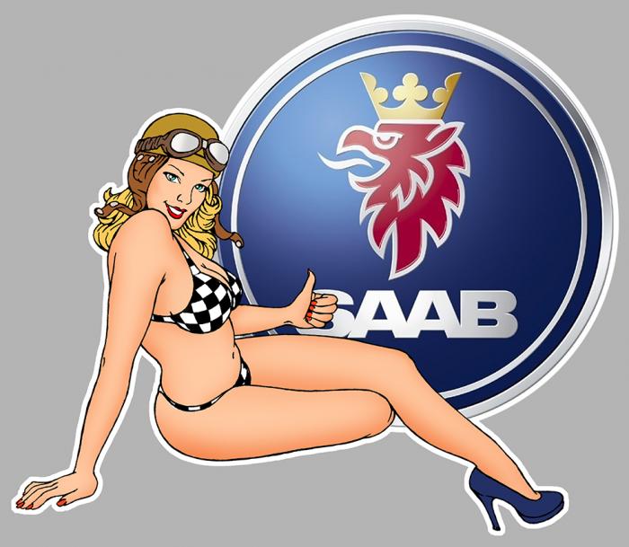 Sticker  PINUP SAAB : Couleur Course