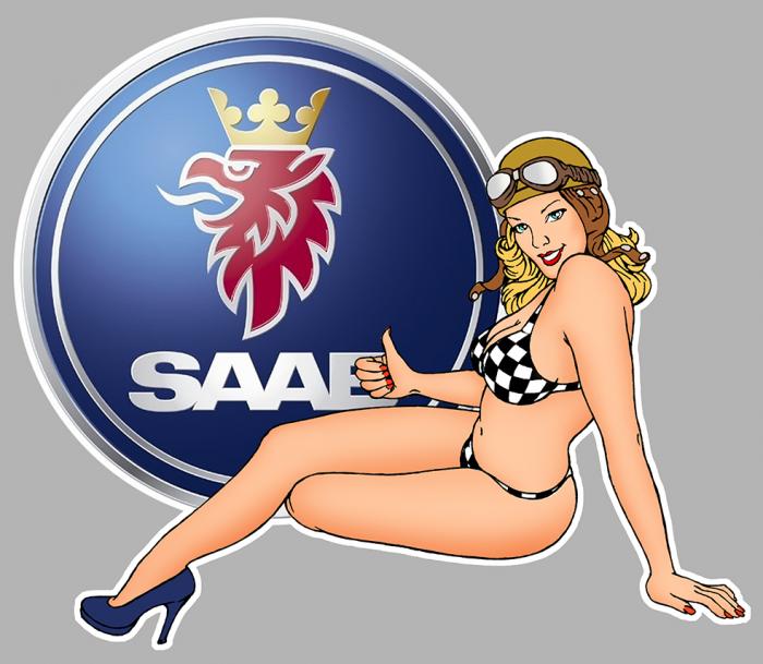 Sticker  PINUP SAAB : Couleur Course
