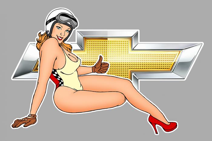 Sticker  PINUP CHEVROLET : Couleur Course