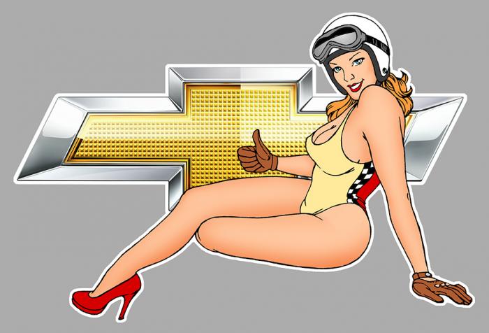 Sticker  PINUP CHEVROLET : Couleur Course