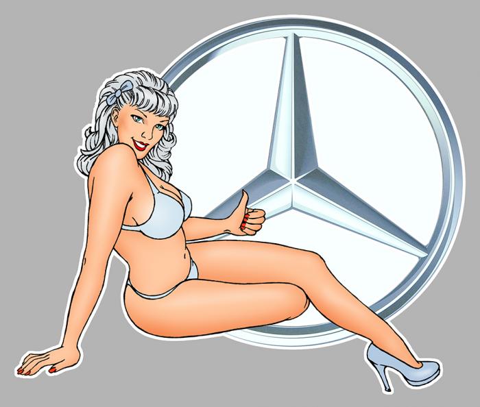 Sticker  PINUP MERCEDES : Couleur Course