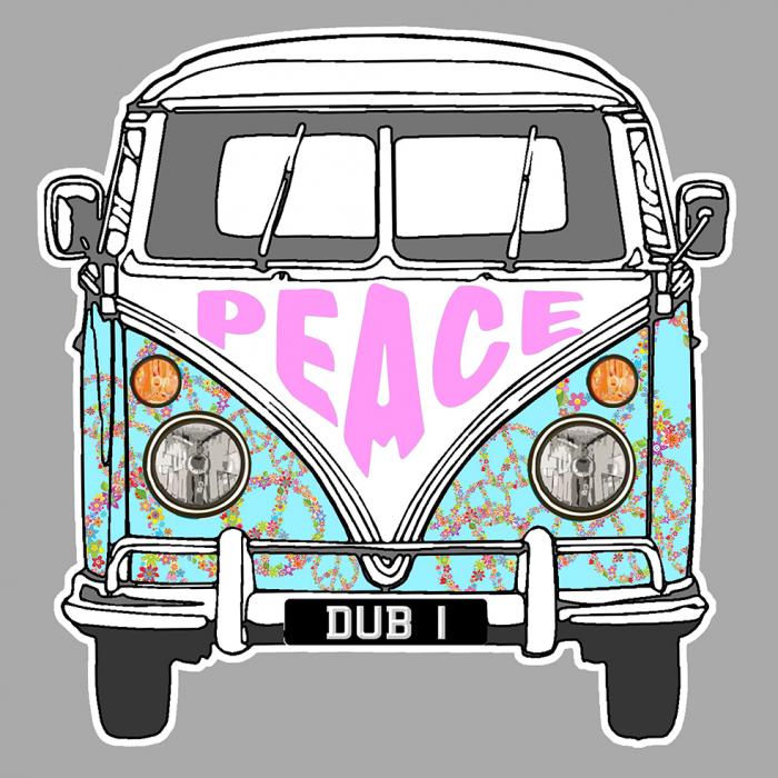 Sticker VW COMBI HIPPIE : Couleur Course