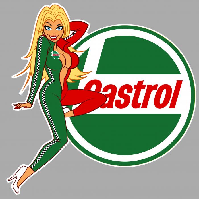 Sticker PINUP CASTROL : Couleur Course