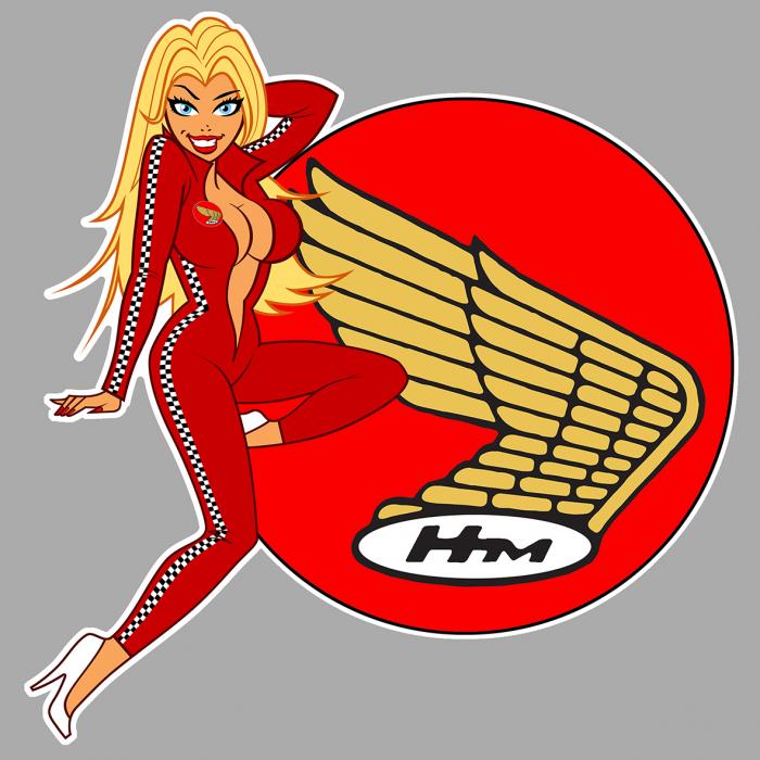 Sticker  PINUP HONDA : Couleur Course