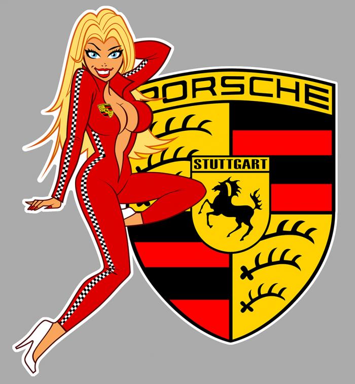 Sticker PINUP PORSCHE : Couleur Course