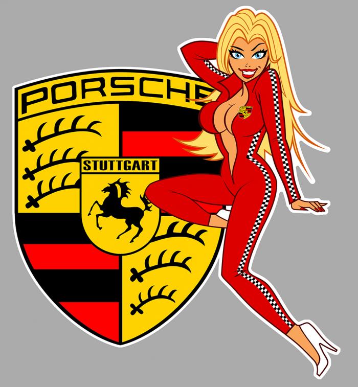 Sticker PINUP PORSCHE : Couleur Course