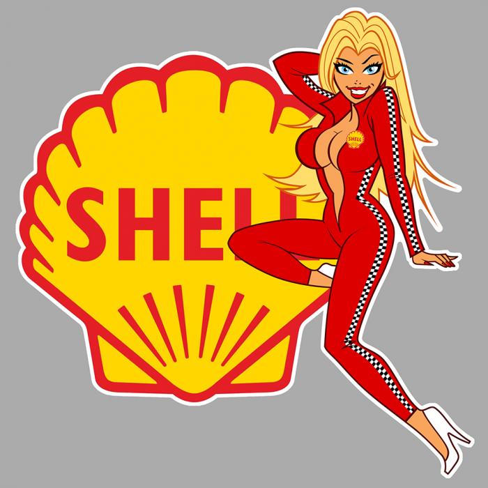 Sticker PINUP SHELL : Couleur Course