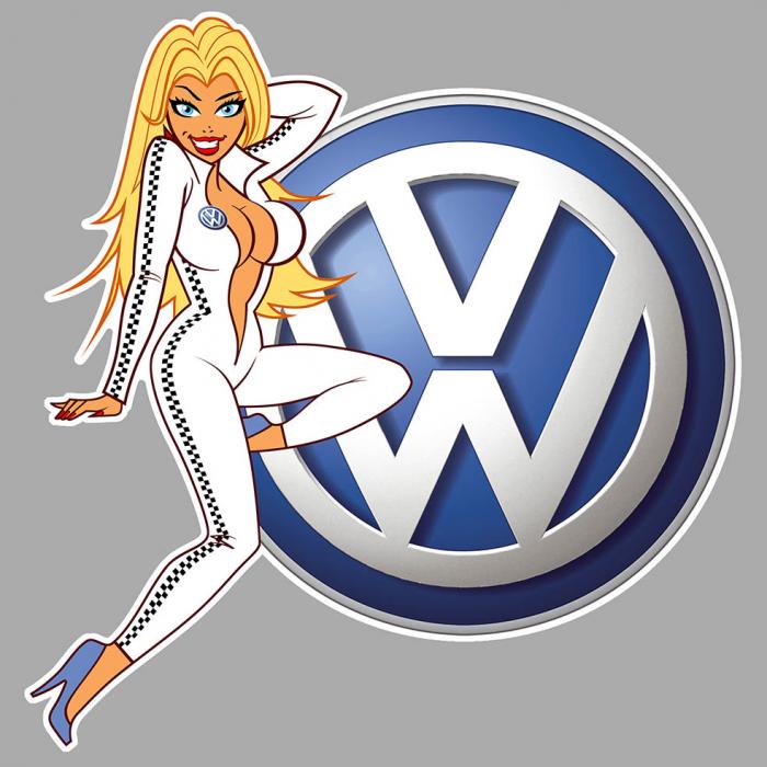 Sticker PINUP VW VOLKSWAGEN : Couleur Course