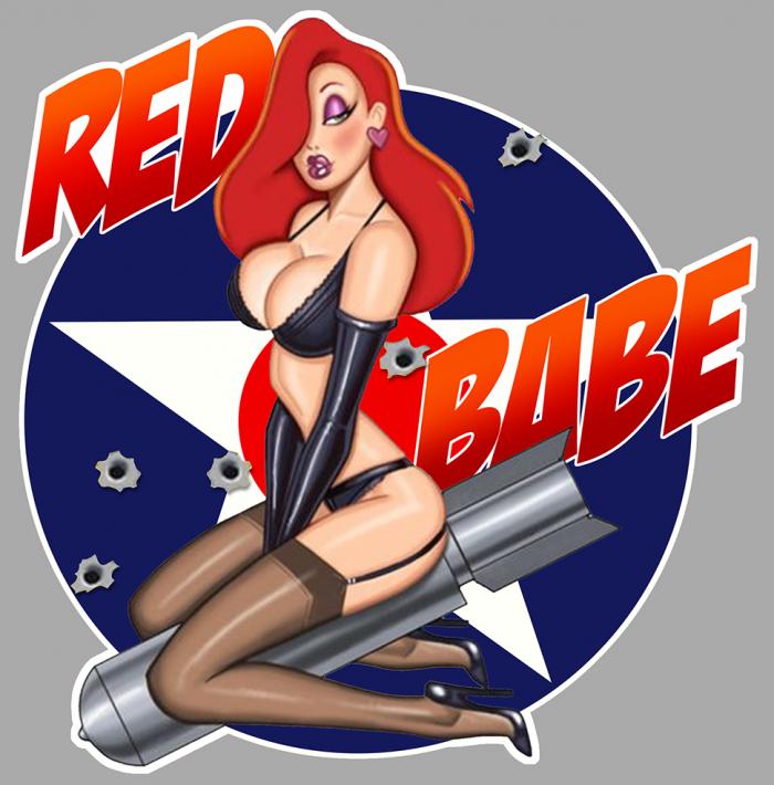 Sticker PINUP BOMBE RED BABE : Couleur Course