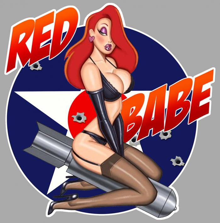 Sticker PINUP BOMBE RED BABE : Couleur Course