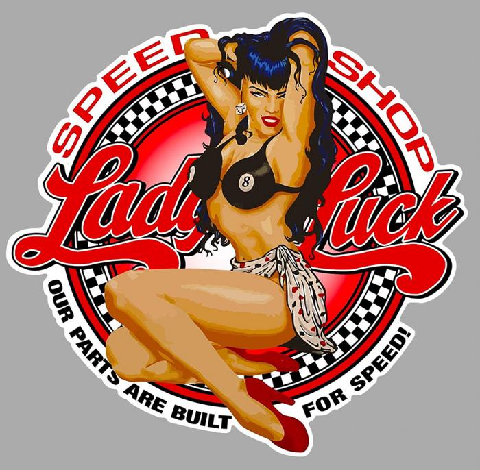 Sticker PINUP LADY LUCK #8 BALL : Couleur Course