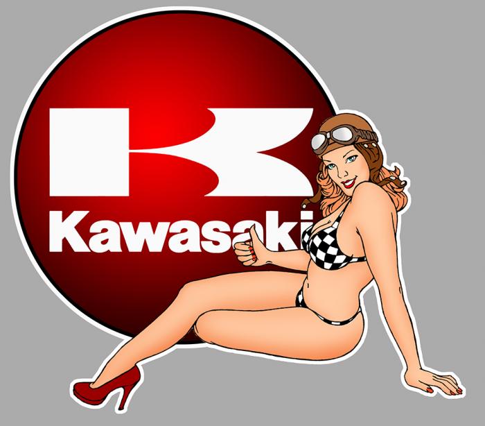Sticker PINUP KAWASAKI : Couleur Course