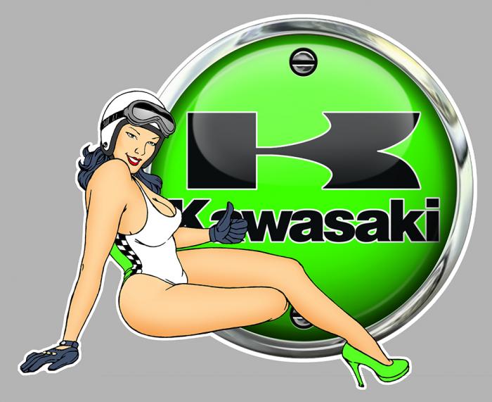 Sticker PINUP KAWASAKI : Couleur Course