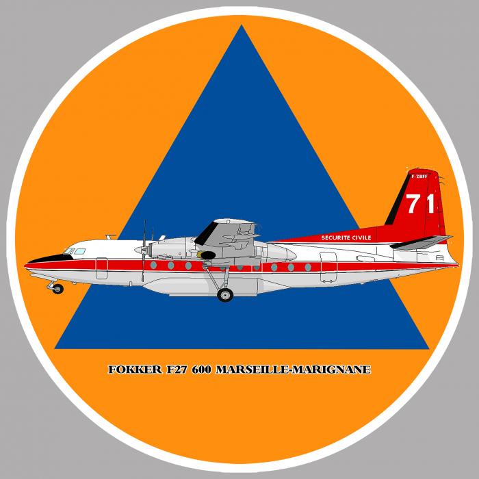 Sticker FOKKER PROTECTION CIVILE : Couleur Course