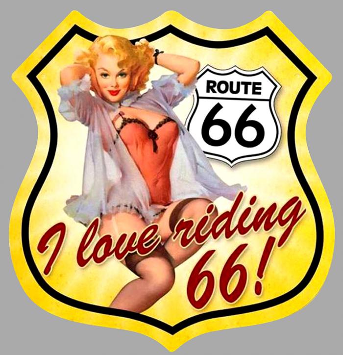 Sticker ROUTE 66 PINUP : Couleur Course